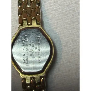 Elgin Diamond Accent Quartz Wristwatch Gold Oval Dress Analog with Box thumbnail 4