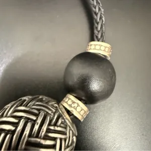 BRIGHTON Neema Chunky Ethnic Style Black Braided Cord Beaded Collar Necklace thumbnail 8