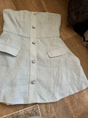 MORE TO COME Anwen Mini Dress in Baby Blue Large New Womens Tweed Aline thumbnail 6