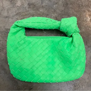 Neon Green Intrecciato Knotted Mini Jodie Style Bag Hobo Purse thumbnail 2