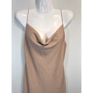 Timing Womens Tan Textured Cowl Neck Spaghetti Strap Mini Slip Dress DR5778‎ M thumbnail 3