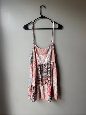 Patchwork Boho Mini Dress Women’s Size Large Made in USA thumbnail 2