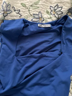 ZARA Blue Square Neck Bodysuit thumbnail 2