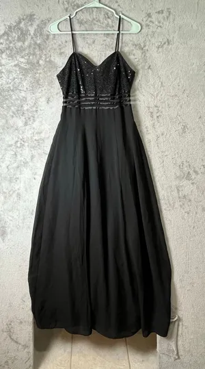 Vintage Y2K Black Ballgown Sequin Formal Dress Dark Glam Prom Princess USA Small thumbnail 1
