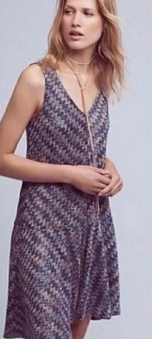 Maeve Anthropologie Westwater Chevron Knit Shift Dress Size Medium‎ EUC 0368 thumbnail 1