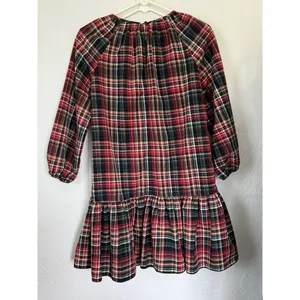LDT Rachel Plaid Round Neck 3/4 Puff Sleeve Ruffled‎ Poof Swing Dress Size 2/S thumbnail 8