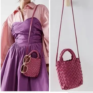 NWOT FREE PEOPLE woven hearts crossbody bag PINK thumbnail 2