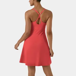 Halara NWT Poinsettia Red Softlyzero Backless Cut Out Active Dress Size Large thumbnail 2