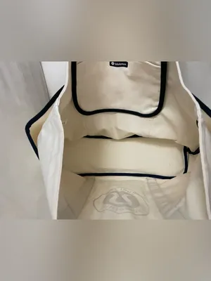 lululemon athletica Daily Multi Pocket Canvas Tote cream with Navy Logo NWT thumbnail 9