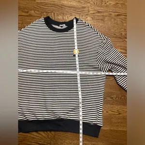 White Birch Smile emoji Crewneck Sweatshirt Charcoal Gray Stripe. Size XL thumbnail 9