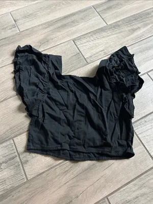 Cotton On Black Ruffle-Sleeve Button Crop Top thumbnail 5