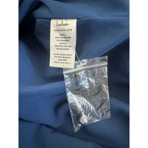 Lulus Blue Satin Halter Asymmetrical Midi Dress Size S thumbnail 7
