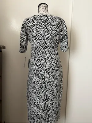 Maggy London Black and White Patterned Midi Dress thumbnail 5