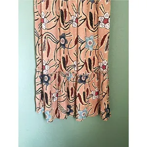 Christian Siriano New York Midi Tiered Smocked Skirt Size XS Boho Festival Tan thumbnail 6