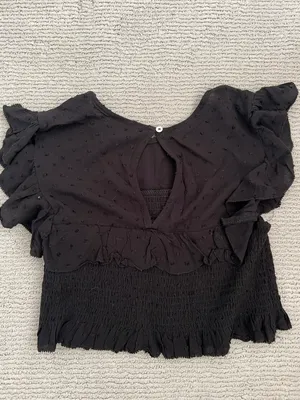 Olivaceous We’re All Pretty Girls Black Ruffle Polka Dot Top Skirt Set thumbnail 3