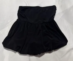 Just Polly NY Women's M Black Ruched Bubble Tube Top Strapless Stretch thumbnail 1