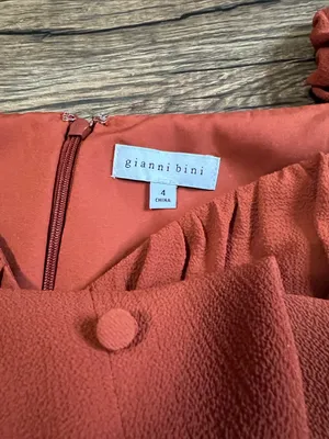 Gianni Bini Rust Orange Long Sleeve Button Front Fall Dress thumbnail 2