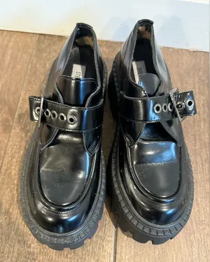 Steve Madden Henna Black Slip on Loafers with Buckle Detail Size 6M‎ thumbnail 1