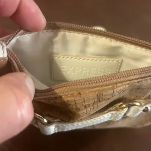Clutch Natural Cork Wristlet Clutch with White Trim Express thumbnail 3