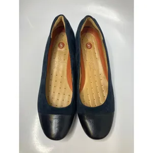 Clarks unstructured navy blue suede wedge‎ pumps women's size 10 professional thumbnail 2