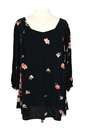 Billabong Beach Craze Floral Black Tunic Mini Dress Size Medium Boho Indie thumbnail 1