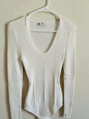 Abercrombie & Fitch Ribbed White Bodysuit thumbnail 2