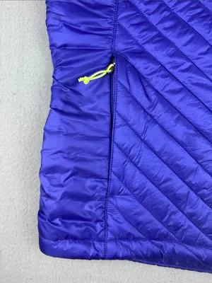 The North Face Women's Quilted Vest in purple with Lime Accents Size: small thumbnail 3