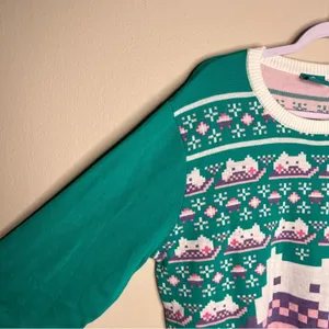 Keyboard Cat Merch‎ Graphic Novelty Print Multicolored Crew Neck Warm Sweater thumbnail 3