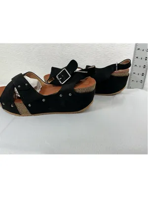 Woman’s New Forever Freya-23 Cork Platform Wedge Strappy Sandal Size 8.5 Black thumbnail 3