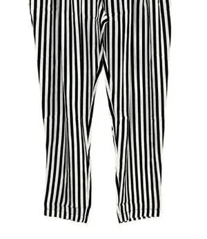 NWT Sans Souci Striped Lightweight Satin Feel Trouser Ankle Pant XL Black White thumbnail 3