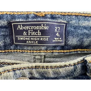 Abercrombie & Fitch Simone High Rise Ankle Blue Denim Jeans Women Size 27 4 Tall thumbnail 3
