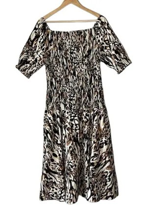 NWOT Midnight Velvet Midi Animal Print Dress thumbnail 1