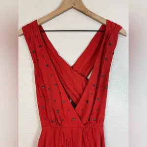 For Love & Lemons Little Lover Studded Plunge V Neck Mini Dress Red Small $250 thumbnail 3