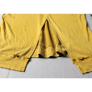 M.‎ Rena Waffle Knit Top Womens Large Yellow V-Neck Pleated Thermal Boho S4945A thumbnail 10