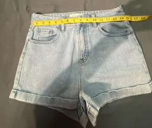 Pacsun Mom Shorts Womens 28 Blue Light Wash Denim Cotton Hi-Rise Zip Fly Button thumbnail 6