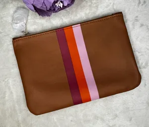 NEW Ipsy Striped Tan Cosmetic Bag thumbnail 1