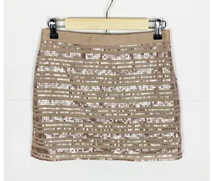 American Eagle Outfitters Mini Skirt Size O Chiffon Sequin Champagne Beige thumbnail 1