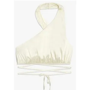 NWT Danielle Bernstein WeWoreWhat Satin Stretch Charmeuse Halter Top Ivory M thumbnail 2