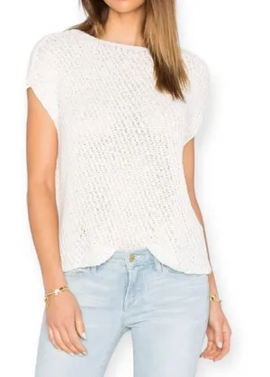 ATM Anthony Thomas Melillo Diagonal Stitch Knit Pullover Boat Neck Top Ecru White Size Medium thumbnail 1