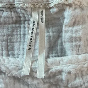 Anthropologie White Cotton Gauze Ruffle Peplum Blouse Square Neck Large thumbnail 3
