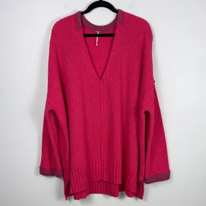 Free People Take Me Over Sweater Women's Size Medium Large Pink Chunky Oversized thumbnail 3