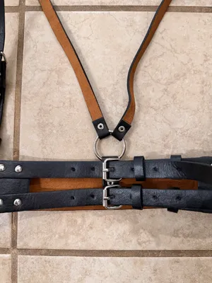 Dolls Kill Faux Leather Harness Belt / Double Buckle Waist Belt thumbnail 2