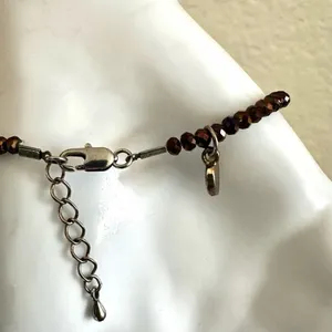 Purple beaded heart charm bracelet thumbnail 3