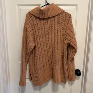 Aerie Carmel Knit Plush Quarter Zip Oversized Collared Pullover Sweater Size S thumbnail 2