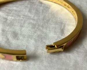 : Pink “Spot the Spade” Hinge/Clasp Bangle Bracelet- Gold tone thumbnail 7