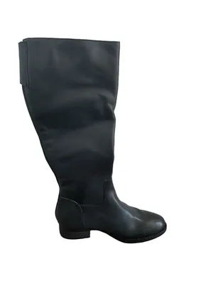 Steve Madden Edie Knee High Riding Boot Black Size 9.5 Moto Metallic Leather thumbnail 3