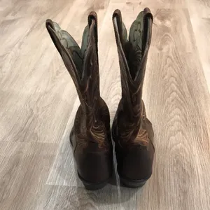 Ariat Snip Toe Brown Leather Cowgirl Boots Scallop thumbnail 9