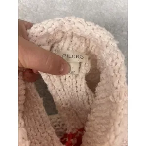 Anthropologie Pilcro mock-neck keyhole sweater tank off-white red striped Small‎ thumbnail 4