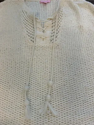 Lilly Pulitzer Pullover Fringed Cape Sweater White Small/Medium - C52-012 thumbnail 4