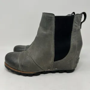 Sorel Boots Women's 6.5 Lea‎ Wedge Waterproof Leather Gray Chelsea Ankle Booties thumbnail 4